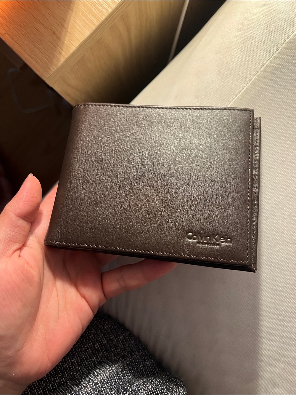 Calvin Klein Dark Brown Leather Bi-Fold Wallet